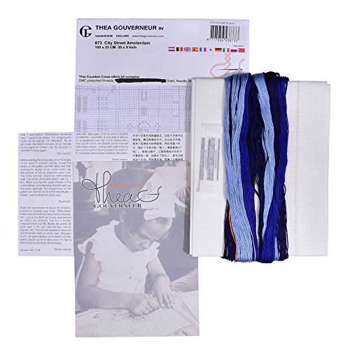 Image of Thea Gouverneur - Counted Cross Stitch Kit - City Street Amsterdam - Aida - 16 Count - Embroidery Kits for Adults - Crafts - DMC Embroidery Threads and Other Cross Stitch Supplies Included - 873A