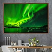 Framed Canvas Wall Art Dayspring Astronomy & Space Contemporary Cosmic Dramatic Green Group Photography Realism - 16x24 inches