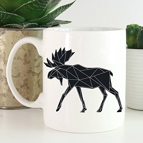 Moose Coffee Mug Geometric Animal Microwave and