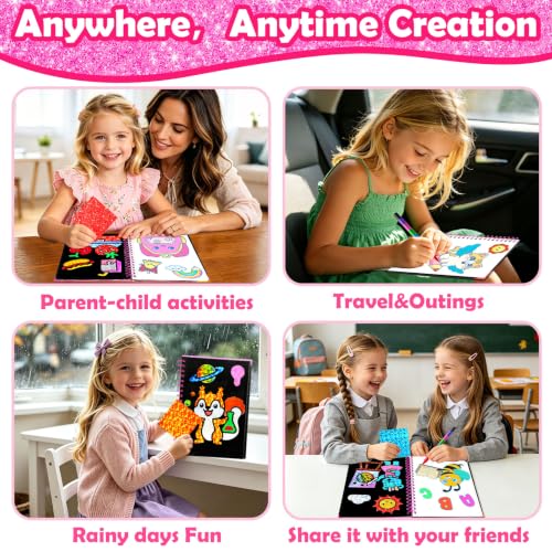 Image of FUNNYB&G Foil Art Craft Kit for Girls 4-10 Years Old: Mess-Free & No-Glue, Create 16 Back to School Pictures - Perfect Travel Toy & Birthday Gift for Kids (Back to School)