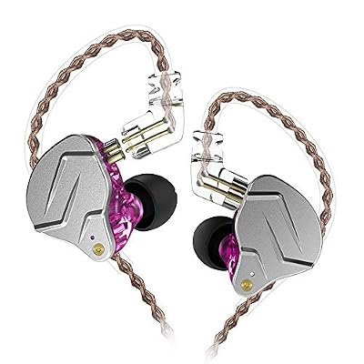 erjigo KZ ZSN Pro Dynamic Hybrid Dual Driver in Ear Earphones Detachable Tangle-Free Cable Musicians in-Ear Earbuds Headphones (Purple Without Mic)