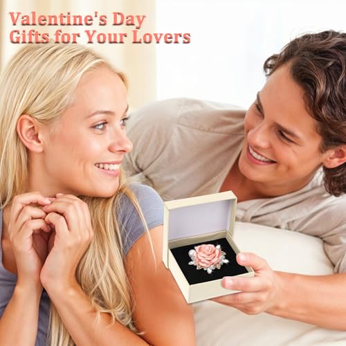 Image of Oruola 2pcs Handmade Satin Fabric Flower, Elegant Red and Pink Rose Brooches and Pins for Women Crystal Pearl Pins Boutonniere for Clothes Fashion Accessories
