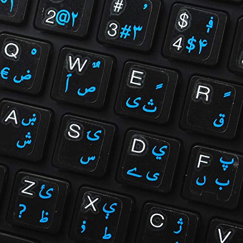 Pashto & Dari New Keyboard Stickers For Win 7 With Blue Lettering On Transparent Background For Desktop, Laptop And Notebook #TOP18
