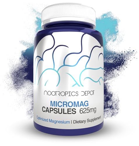 Nootropics Depot MicroMag Magnesium Capsules | 625mg | 90 Count | Contains 200mg of Elemental Magnesium