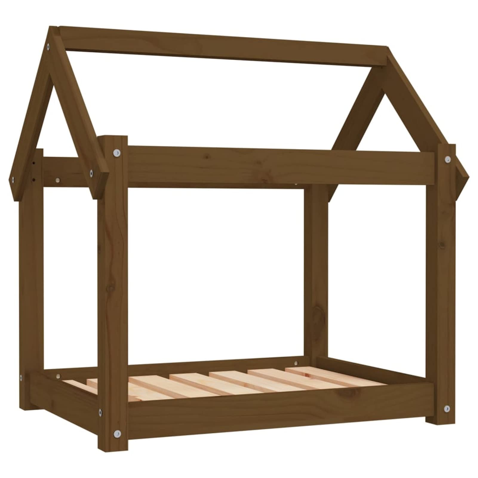 LAPOOH Cama para Perros Madera Maciza Pino marrón Miel 71x55x70 cm, Colchon Perro, Cuna Perro, Cama Mascota, Dog Bed, Cama para Perros Y Gatos