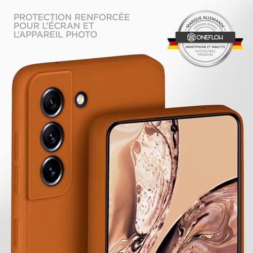 Coque silicone Samsung S21 FE 5G ONEFLOW marron mat antichoc double couche