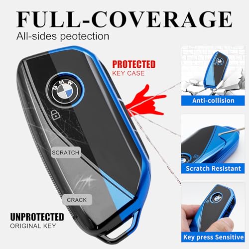 Image of Creativity For BMW X5 Key Fob Cover accessories (Blue Key Case)