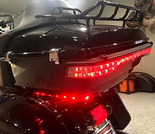 Image of ECOTRIC King Motorcycle Storage Trunk Compatible with 2014-2024 Harley Touring w /Brake Turn Tail Light Lamp w /Latches w /Hinges