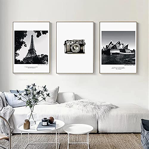 Affiches et impressions salon paysage noir et blanc toile 50x70cm