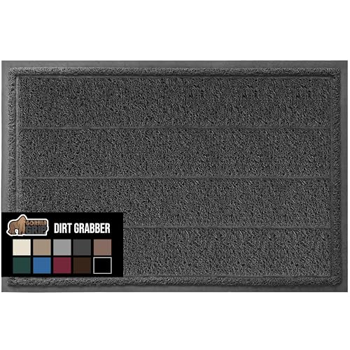 Gorilla Grip 840316710527 Dirt Grabber Mesh Door Mat, Low-Profile, Stain And Fade Resistant Heavy Duty Quick Dry Striped Doormat, Mats For Indoor Outdoor Entry cover