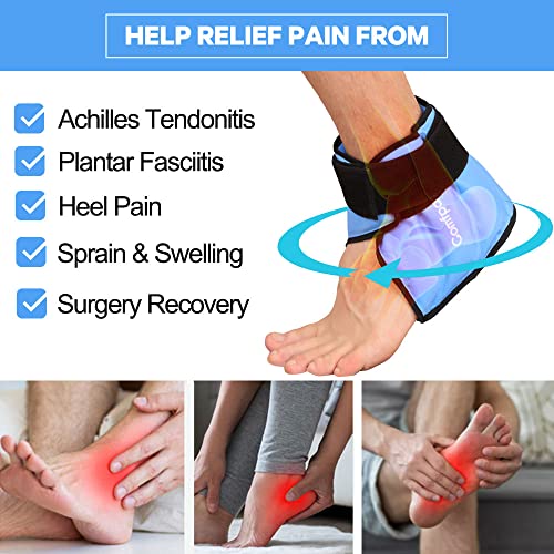 Comfpack Heel Ice Pack For Plantar Fasciitis, Reusable Hot Cold Therapy Foot Ankle Wrap Achilles Tendonitis, Sprain, Swelling, Pain, Sports Injuries #TOP2