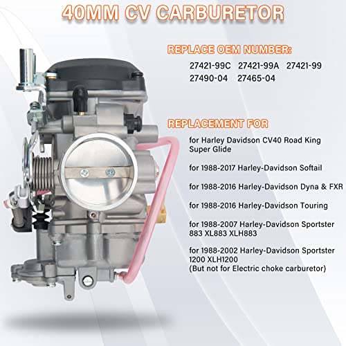 883 Cv 40Mm Carburetor For Harley Davidson Hd Sportster 883 Xl883 1200 Xlh1200/ Cv40 Softail/ Touring/ Dyna & Fxr/ Road King Carb 27421-99 27490-04 27465-04 #TOP2