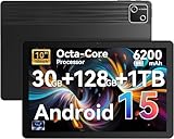 2026 Latest Tablet,10.1" Android 15 Tablet with Octa-core Processor 30GB RAM 128GB ROM HD IPS Touchscreen, Wi-Fi 6, BT 5.4, Dual Camera, Android Tablets