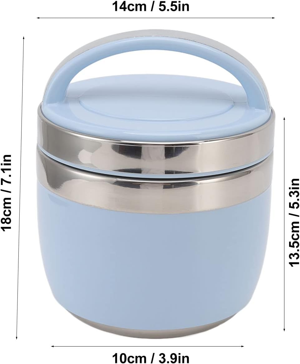 DAUERHAFT Insulated Food Container , 304 Stainless Steel Portable Box Vacuum Lunch Box for Travel for Picnic(Blue)