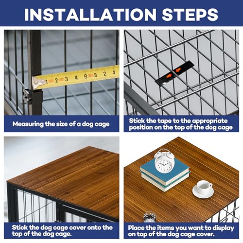 42 x 28 Inch Dog Crate Topper Wood - Dog Kennel Topper Bamboo Top for 42 Inch Crates, Pet Crate Furniture Table Cover, Decorative Wooden Platform for Small Dog Cage, Home Decor Pet Accessories - Image 6