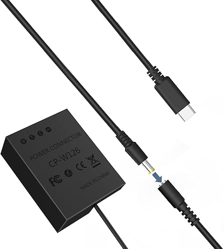 F1TP CP126 Adaptador de corriente USB-C CP-W126 Cargador de acoplador CC, adaptador de batería externa para Fujifilm X-Pro2 X-Pro3 X-E2 X-E2S X-E3