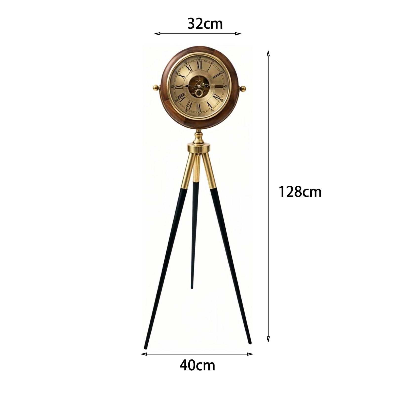 Reloj de pie Reloj de piso metal trípode mecánico cuarzo silencioso