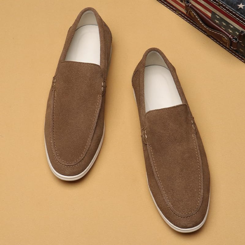Santimon Men's Suede Loafers Slip-On Casual Shoes Soft Flat Sole Comfortable Driving Office Shoe - Image 5