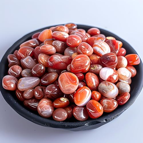 Image of Polished Carnelian Crystal Stone Set - 72 Pcs, 0.5 inch 10 oz Handpicked Tumbled Gemstones Rocks Quartz, Pebbles for Reiki, Chakra, Healing, Home Decor, 0.5 inch - 10 oz Mahogany Obsidian