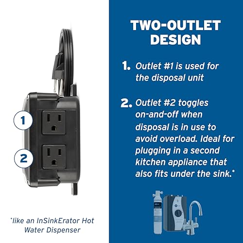 INSINKERATOR Garbage Disposal Air Switch Kit, Dual Outlet Sink Top Switch Button for All INSINKERATOR Food Waste Disposer Models, Chrome/White STS-OO by InSinkErator - Image 2