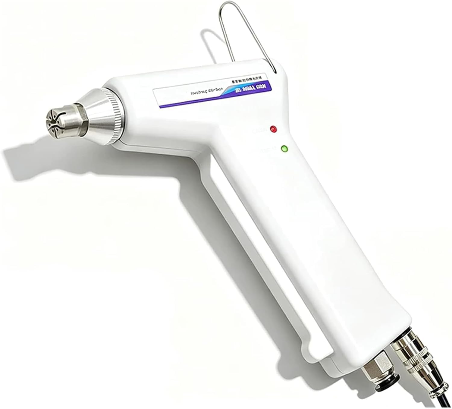 Impulsyjny pistolet na sprężone powietrze, 70 kHz, ręczne urządzenie do rozładowania statycznego, ze zdejmowaną dyszą, wskaźnikiem pracy i funkcją alarmu o zakłóceniach, do stosowania ze sprężarką