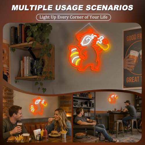 Image of Raccoon Beer Neon Sign Raccoon Neon Light Wall Docer for Bar & Man Cave