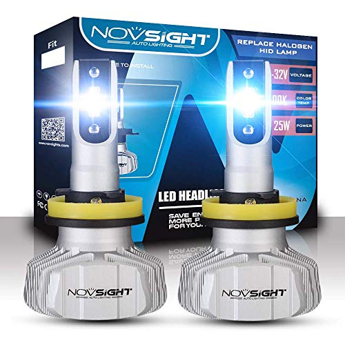 H11 LED Headlight Bulbs, Extremely Bright 10000LM/Pair 50W/Pair 6500K Cool White, High Beam/Low Beam, Halogen Head light Replacement, H8/H9 Car LED Headlights Conversion Kits (Pack of 2)