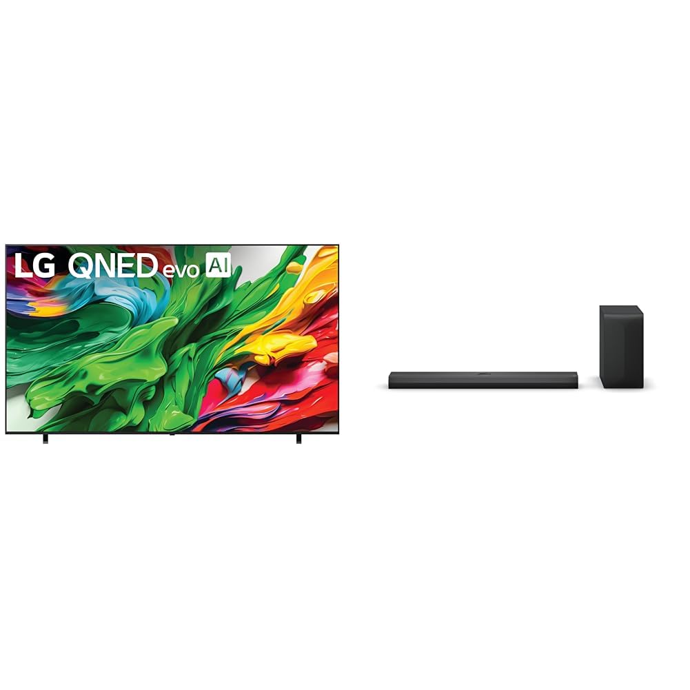 LG 100-Inch 2025 QNED 4K TV and S70TY 3.1.1-Channel Soundbar, Dolby Atmos, Wow Orchestra, Rear Speaker Ready, Wireless Subwoofer
