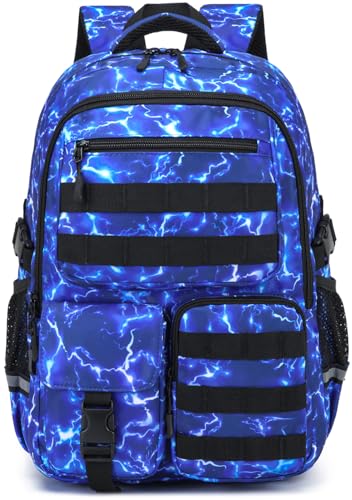 SunForMorning School Backpack for Boys Lightweight Bookbag for Kids Children Teens Elementary Middle School Camo Boys Backpacks Back to School Gifts Lightning