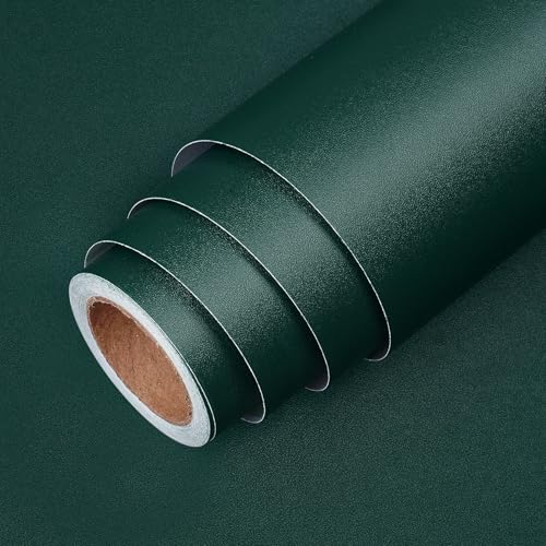 LaCheery Papel Pintado Autoadhesivo Verde Mate Papel de Pared Decorativo para Salon 40cm x 200cm Impermeable Vinilo Adhesivo Muebles Verde Oscuro Rollo Vinilo Autoadhesivo Cocina para Baño Dormitorio