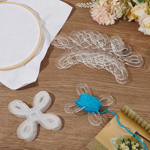HOBBIESAY 15Pcs Yarn Bobbins 3.15 Inch Cross Stitch Yarn Bobbin Clear Acrylic Yarn Winder Thread Weave Winder Tool for Knitting Sewing