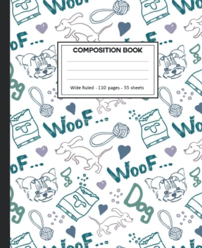 Composition Notebook: College Ruled: 110+ Lined Pages Writing Journal: Puppy on White.