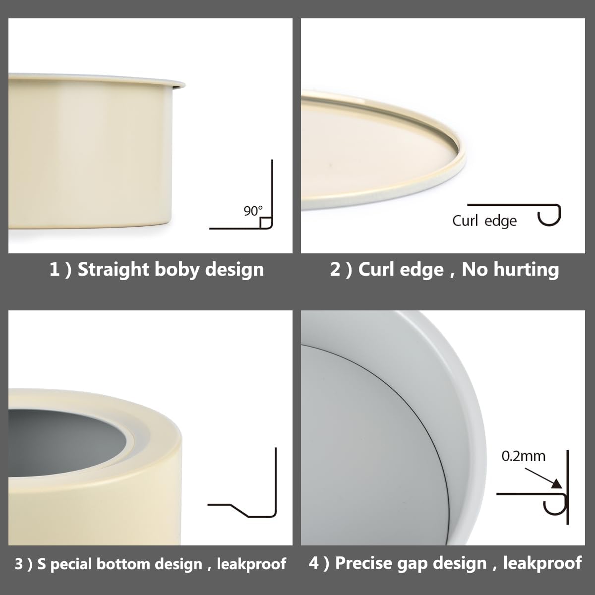 Guowall 6 inch Cake Pan with Removable Bottom Carbon Steel Round Shaped Cheesecake Tin Nonstick Chiffon Cake Mould for Baking - Cream Color - Image 6