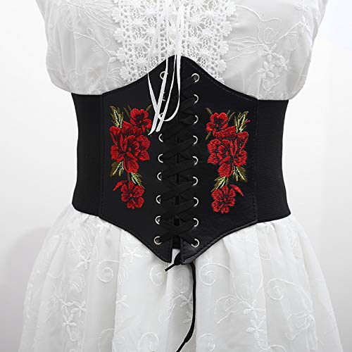 JinYu Womens Vintage Cinch Belt Lace-up Corset Elastic Waistband Waspie,Black2