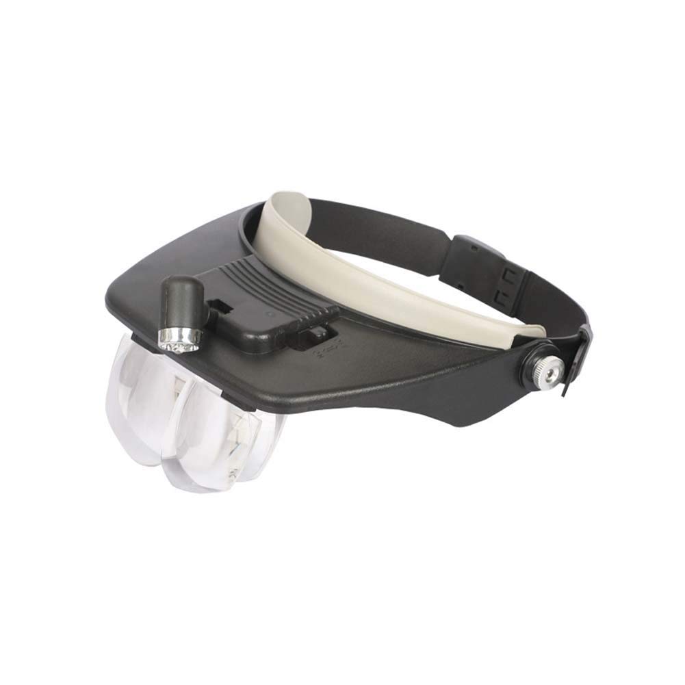 Lupa montada en la cabeza, lupa manos libres con luz LED, 4 lentes desmontables para leer, joyas, relojes y reparación electrónica,