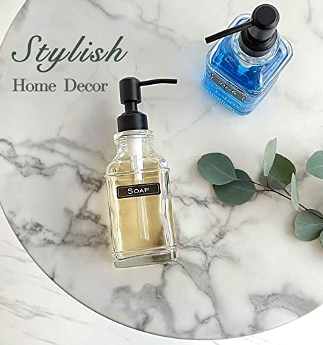 Jasai 2Pack Soap Dispenser With Rustproof Black 304 Stainless Steel Pump, Stylish Hand Soap Dispenser With 10Pcs Stickers, Refillable Glass Soap Dispenser For Kitchen & Bathroom #TOP4