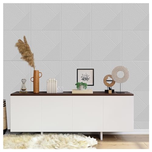 Image of Kayra Decor 3D Self Adhesive Wall Panel White Color Stripe Design Pack of 18 Covers 48.42 Sq. ft.