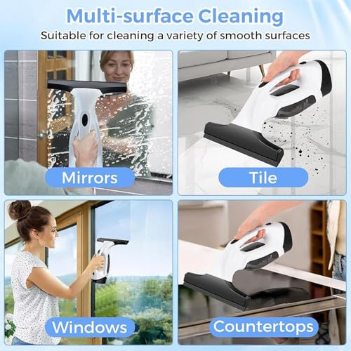Limpiador de ventanas inalámbrico con aspiradora recargable y spray 7