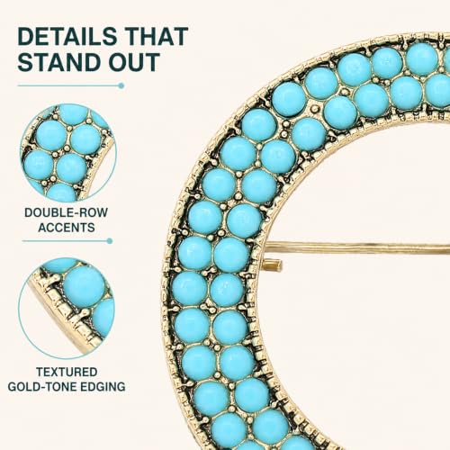 Image of Turquoise West Cowboy Oval Tear Drop Brooch Pin for Women Retro Brooches Pins Classic Fashion Jewelry Accessories Gift