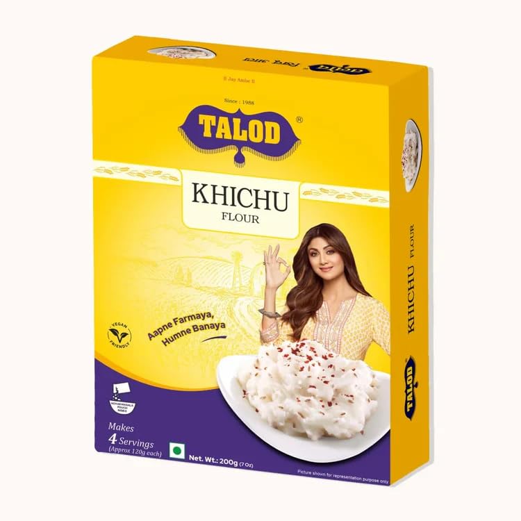 Talod Instant Khichu Mix Flour - Ready to Cook Khichu - Gujarati Snack Food (200gm) Pack of 4