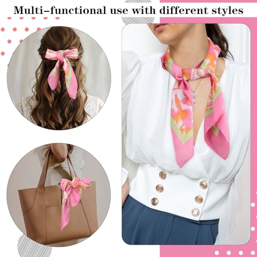 27.5” Square Satin Head Scarf, Pink Silk Feeling Scarf Medium Square Satin Head Neck Scarves for Women Fashion Wrap Neck Scarves for Hair Wrapping and Sleeping at Night3