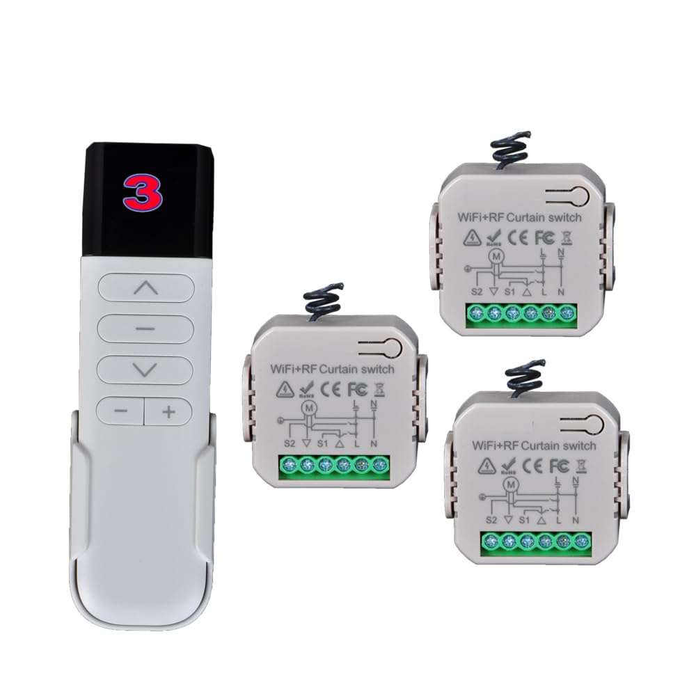 Interruttore Tapparelle RF+WiFi Switch per Tenda, Relè Modulo Comando Smart per Tapparelle Elettriche, Controllo App Smart Life, Comando Vocale Alexa