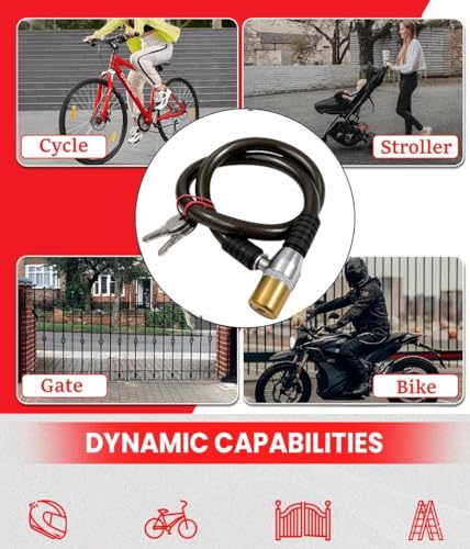 Image of Element Hub Multipurpose Heavy-Duty Cable Lock for Bikes, Cycles| Heavy Duty Anti-Theft Protection| Lock with 3 Keys Lock for Bike, Bicycle, Helmet, Luggage | Bike Cable Lock - Pack of 1
