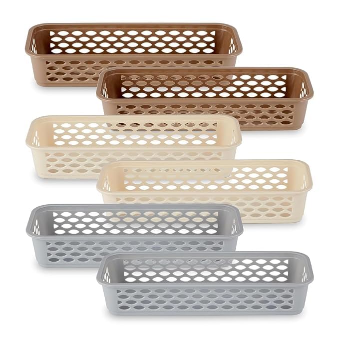 Image of SR Storage Box Basket for Storage Plastic Organiser for Storage Bathroom Storage Box Small Plastic Organiser Bathroom Basket Boxes for Toys,Cosmetic,Accessory (6Pcs)