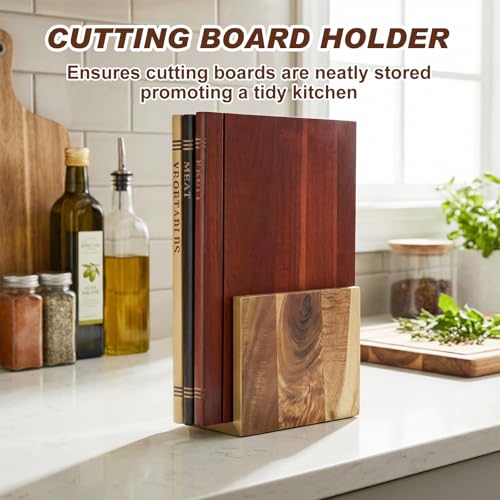 Acellegic 3 Pcs Acacia Wood Book Cutting Boards Set with Wooden Bookend Holder Book Shaped Solid Wood Cutting Board for Kitchen Fruits Vegetables Meat Fish Cheese Bread (Classic) by Acellegic - Image 7