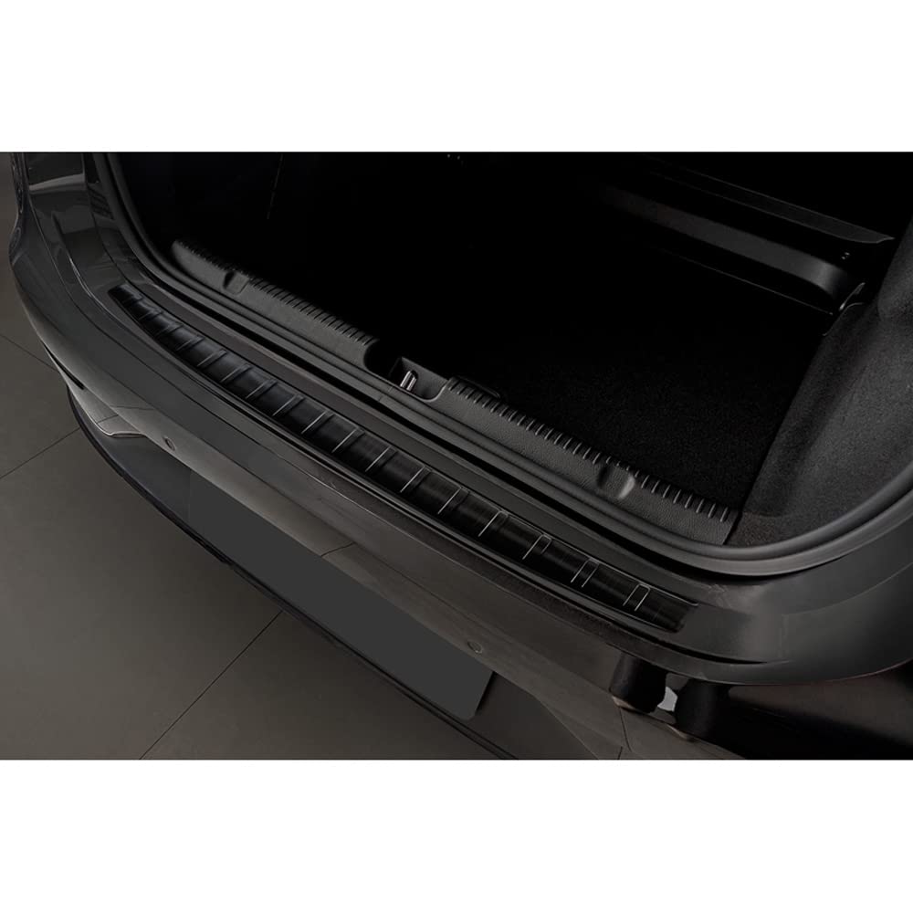 Avisa Protector del Parachoques Trasero Inoxidable Negro Compatible con Mercedes EQE (V295) 2022- 'Ribs'