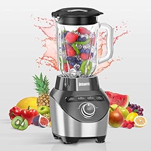 Blender, Countertop Blender for Smoothies with 64 oz Glass Jar Kitchen, 1200 Watts High Speed Juicer Blender Ice Crusher for Shakes Frozen Drinks (Black)