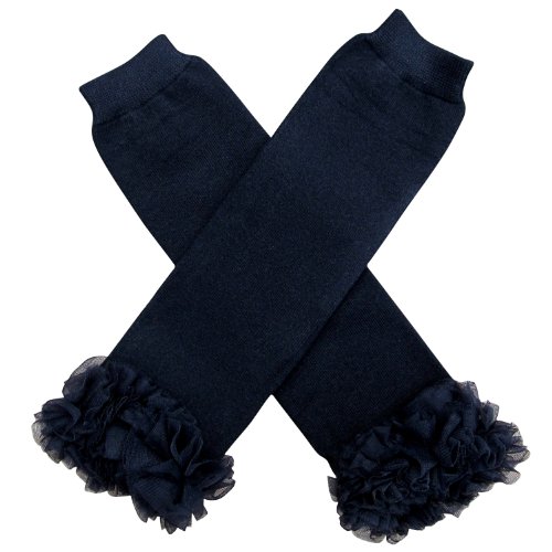 Chiffon Ruffle Halloween Costume Spooky Styles Leg Warmers - One Size - Baby, Toddler, Girl (Chiffon Solid Black)