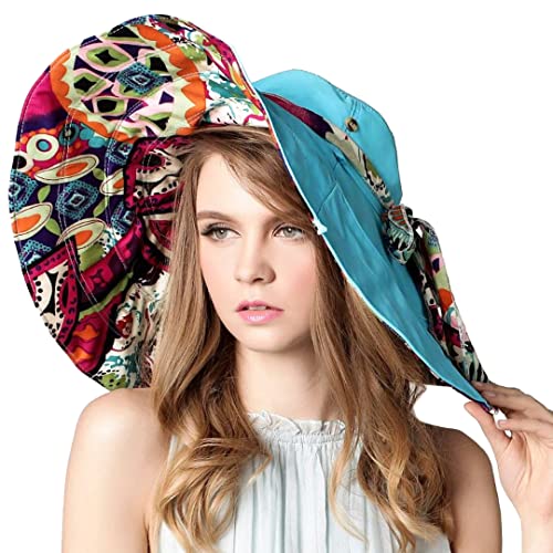 Sombrero de sol reversible con ala grande para mujer
