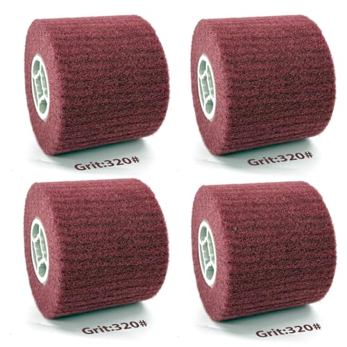 Image of 4 Pcs 320 Grit Abrasive Drawing Burnishing Wheel 4.7 inch x 4 inch | Finishing Drum Polishing Wheel, Surface Conditioning Tool Drum, For Metal, For Wood